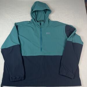REI Co-op Anorak Jacket XL Teal Gray Hooded Pullover Lightweight Hiking Outdoor